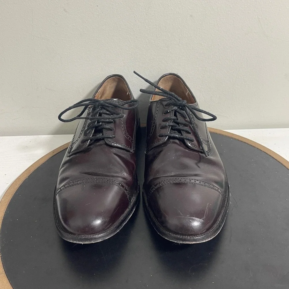 Johnston & Murphy Sheepskin Leather Oxford Dress Shoes‎ Men 8D Burgundy Cap Toe